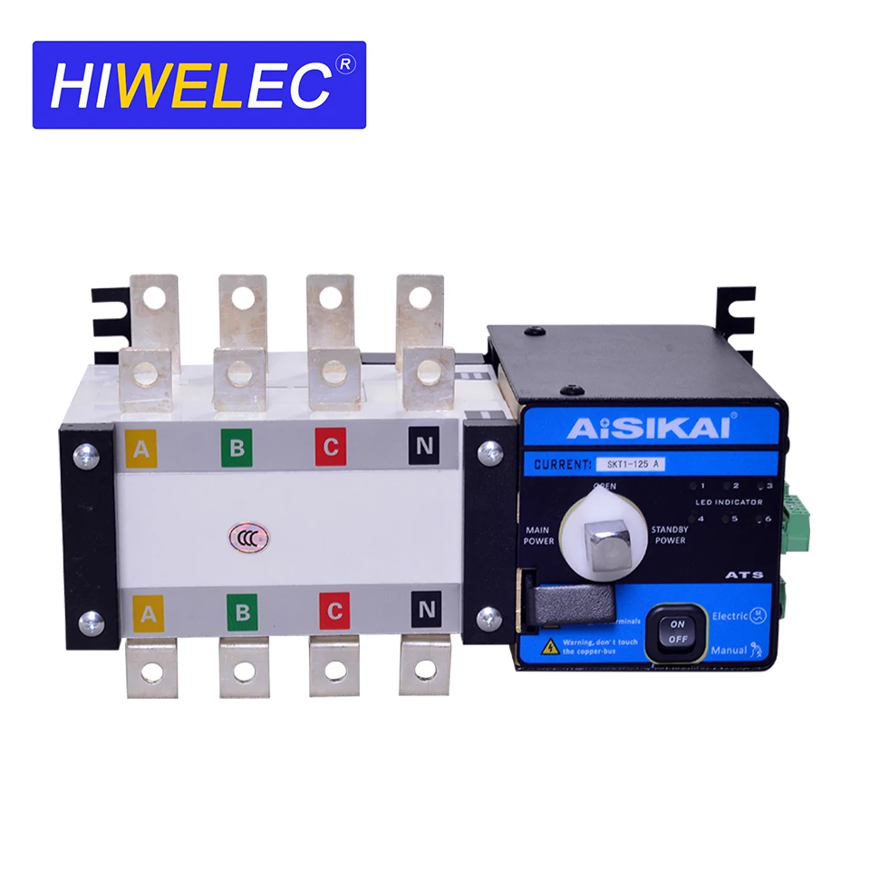 ATS 125A 4P Automatic Transfer Switch Genset Accessories Control Board Circuit Breaker Single Three Phase