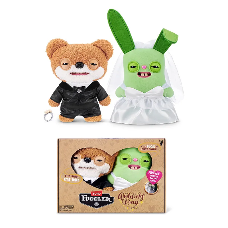 

Мягкие плюшевые игрушки Fuggler Wedding Fuggs, 9 дюймов, 2 штуки в упаковке, забавные монстры с уродливыми зубами, милые мультяшные персонажи, подарки