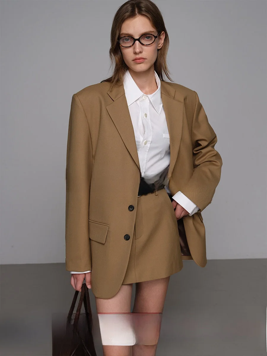

CHICJANE Premium Wool Suit V-Ne Slimming T Top And Pants Commute Wear Fem Loose Sle Spring Collection