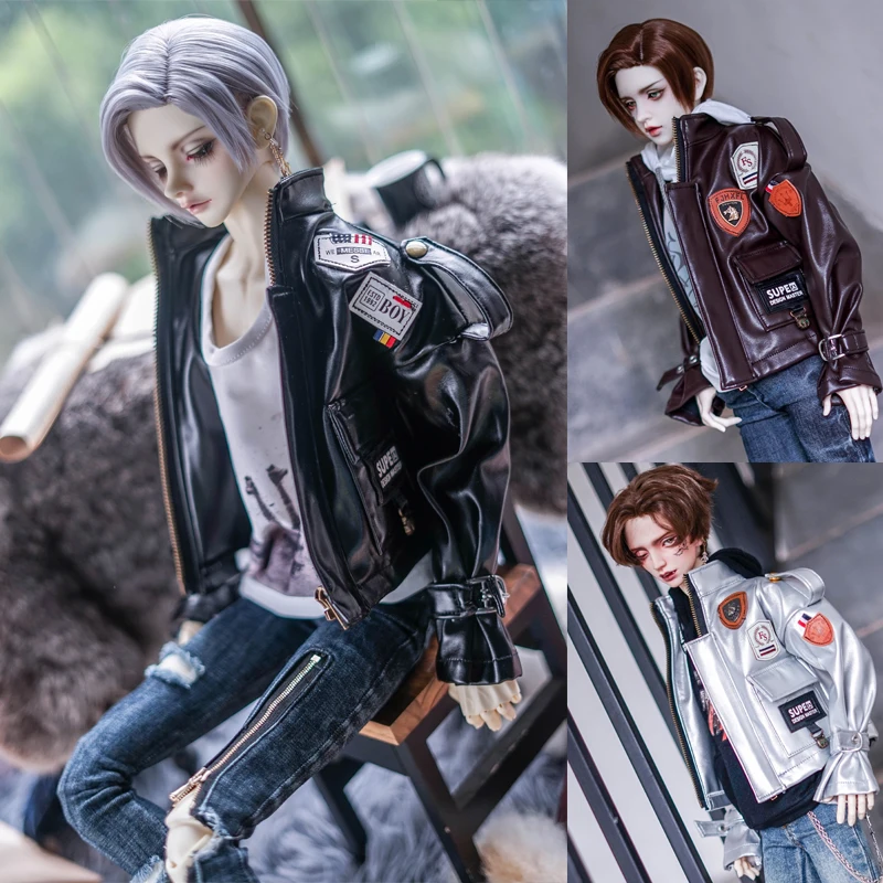 D04-A2068 children handmade toy  1/4 1/3 uncle Doll DD BJD/SD 13 17 70 Accessories Street motorcycle leather coat 1pcs