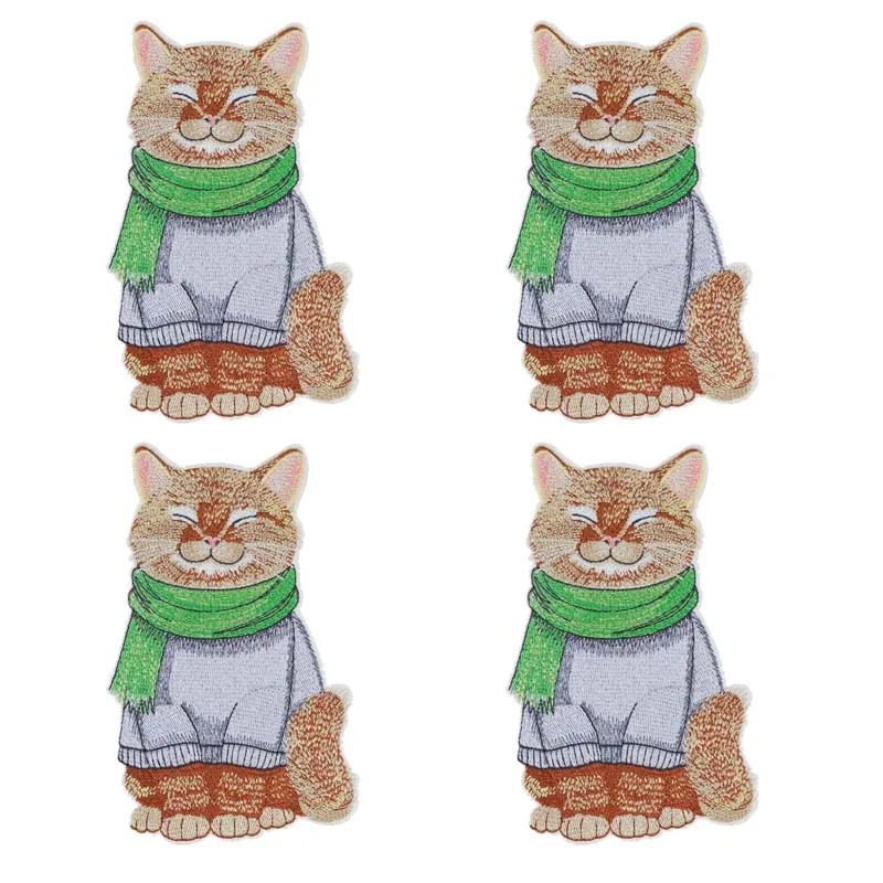 

4 Pieces of Cat Embroidery Patches, Iron-On Embroidered Patches, Cute Animal Clothing Patches, Suitable for Sewing Enthusiasts to Decorate T-Shirts, Hats, Backpacks, Jackets, Coats, and Pants DIY Personalized Decoration