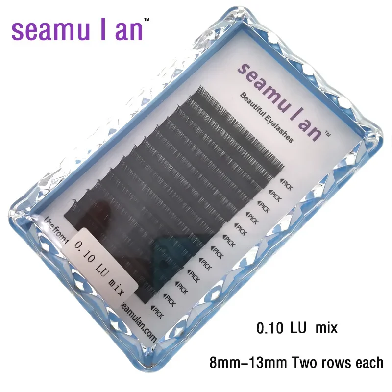 Seamulan False Eyelashes Maquillaje LU Curl Eyelash Extension 8-13mm Mixed Length PBT Mink Makeup Products for Grafting Lashes