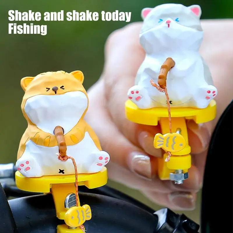 

Cute Fishing Cat Figurine Ornament Creative Bike Handlebar Cat Toys Universal Motorcycle Decoration Accessories