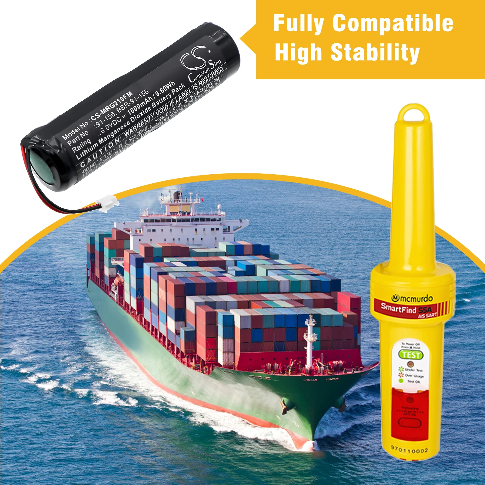 

Cameron Sino 6.0V 1600mAh Marine Safety & Flotation Devices Battery 91-156 BBR-91-156 for McMurdo FastFind Ranger 210 220 +TOOL