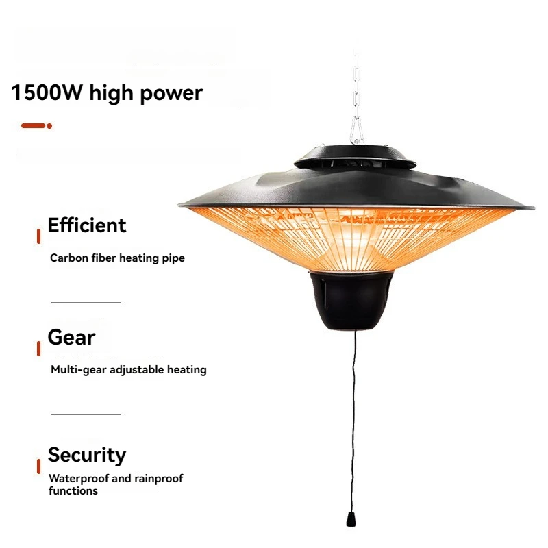 1500W High-Power Electric Heater 110V/220V Waterproof Hanging Outdoor Courtyard Heater