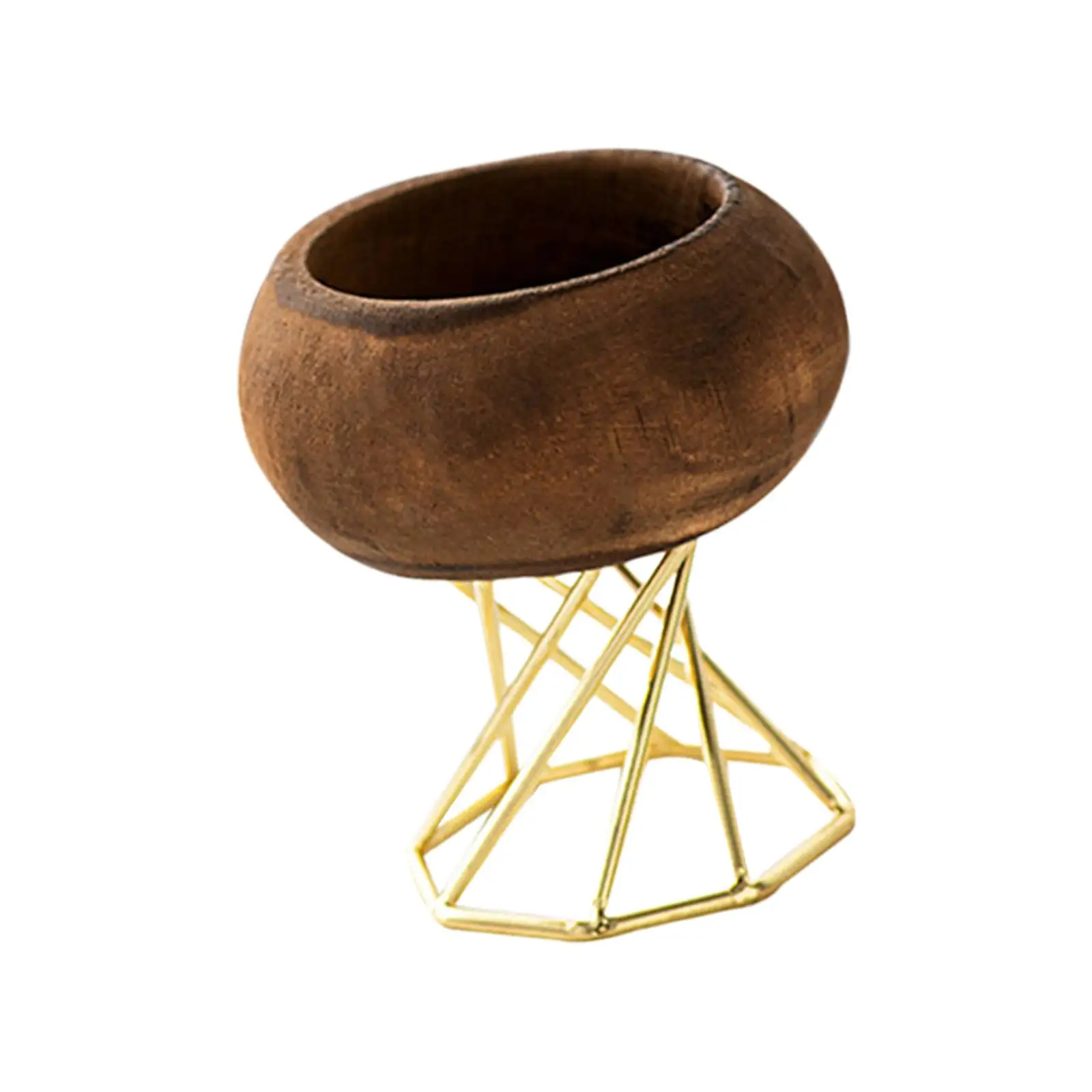 Round Wooden Candle Rack with Metal Accent for Outdoor Dining Decor Vintage Style Tealight Holder for Shelf