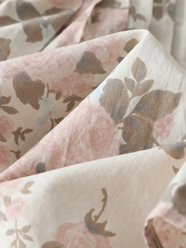 Katoenen bloemenprint Svel round Ne irt dunne zomer casual sle damestop comfortabele ademende losse pasvorm blouse