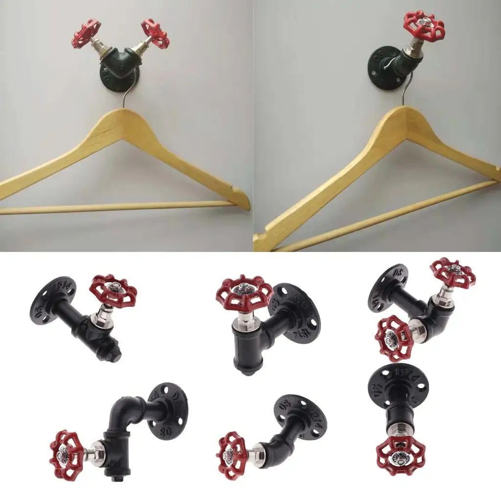 Vintage Industrial Iron Pipe Wall Mounted Hooks Clothes Coat Hat Rack Hangers Hook with Screws