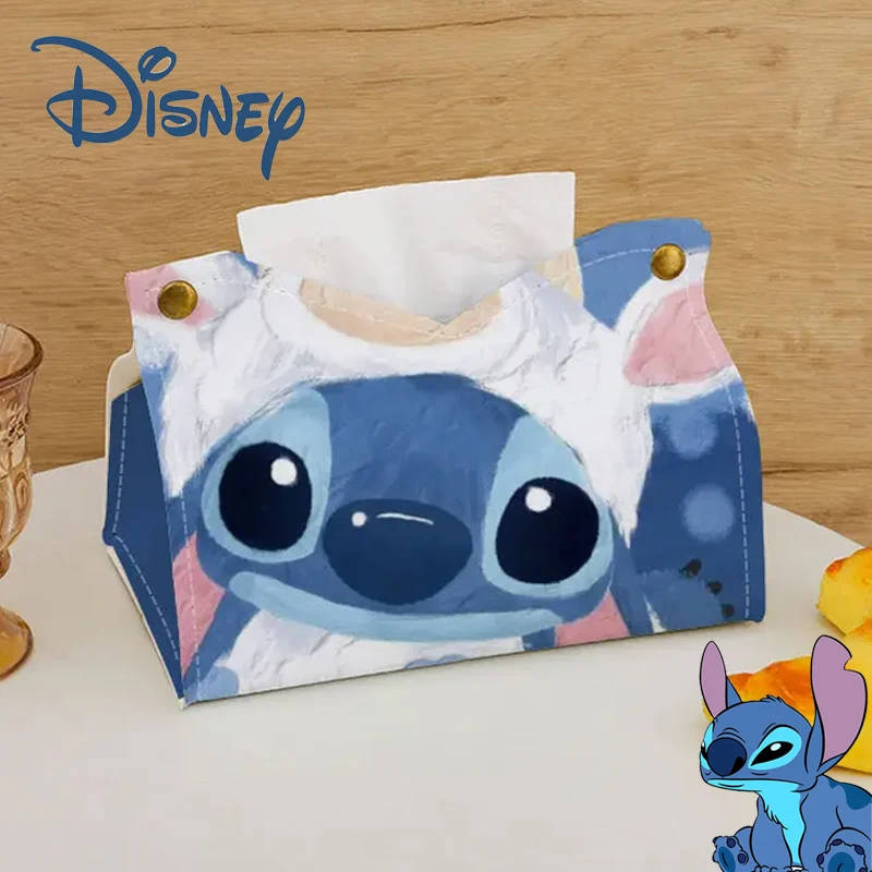 

Cartoon Disney Stitch Drawer Box Household Leather Tissue Box Living Room Napkin Car Leather Light Luxury Tissue Storage Box