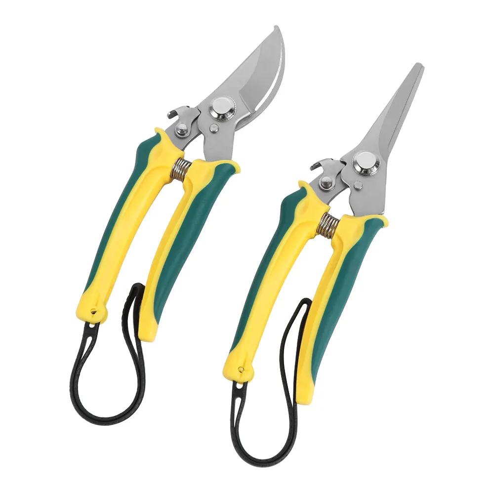 Stainless Steel Pruning Shears Safe Lock Ergonomic Handle Garden Pruner Shock Absorbing Non-slip Tree Branch Trimmer Garden Use