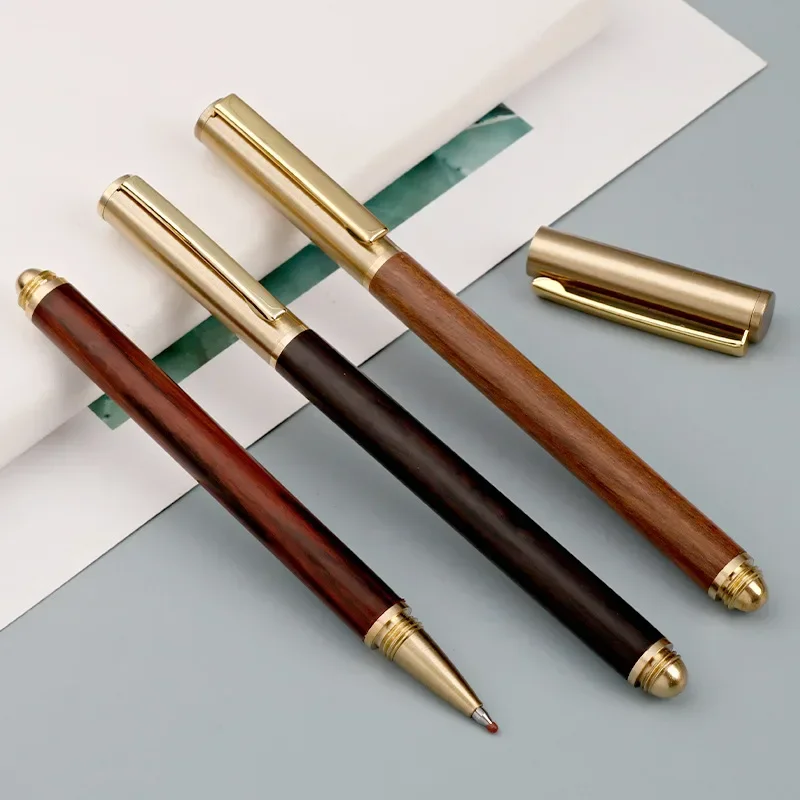 Luxury Ballpoint Pen Brass Ebony Spinning Red Gold BALL POINT PEN Stationery Office School Supplies Writing Custom Logo