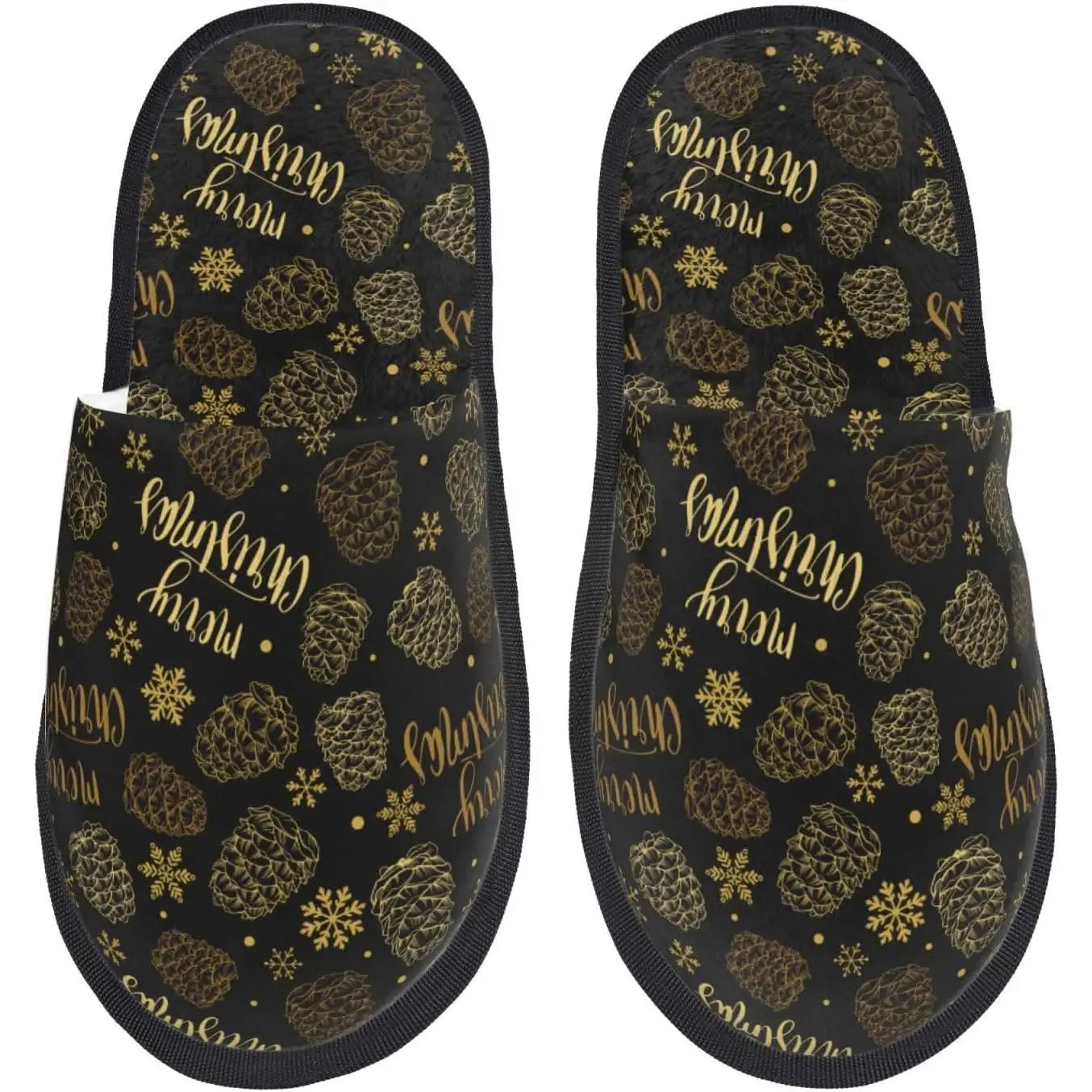 

Женские тапочки с золотой шишкой и рождественским принтом, домашняя меховая обувь, мужская парная обувь, теплая женская обувь для дома и улицы