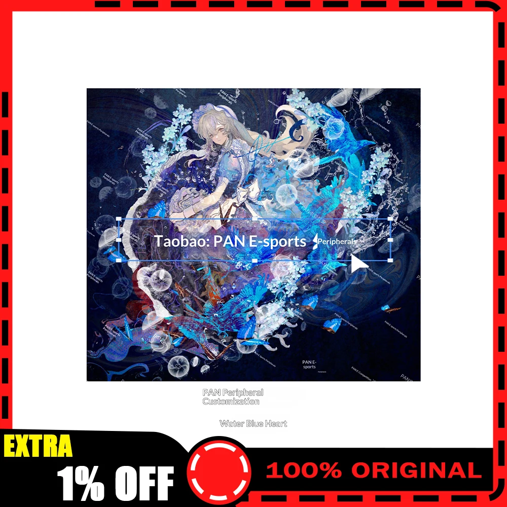 PAN Esports Water Blue Heart Glass Gaming Mousepad FPS Both Speed And Smooth Mouse Pad For VALORANT TTK CSGO PC Accessories Gift