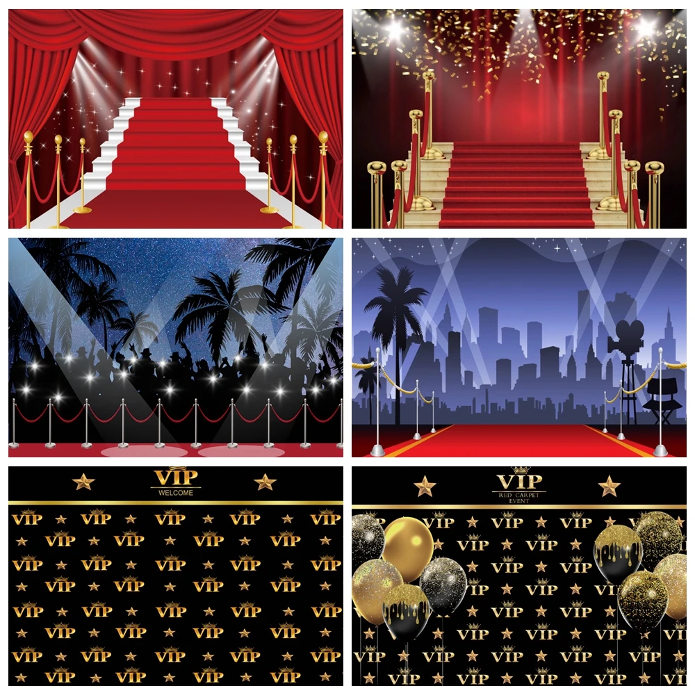 VIP Red Carpet Stage Backdrop for Photography Movie Night Film Celebrity Party Celebration Birthday Party Photo Background Props