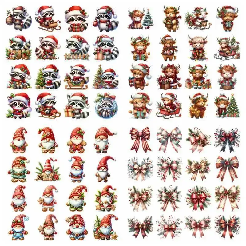 Christmas animal decorations set heat transfer iron on printing vinyl stickers T-shirt stickers DIY Toy doll clothing decoration