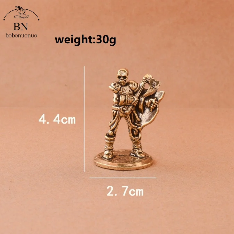 Vintage Brass Skeleton Warrior Statue Desktop Ornaments Home Decorations Crafts Skeleton Man Figurines Miniatures Accessories