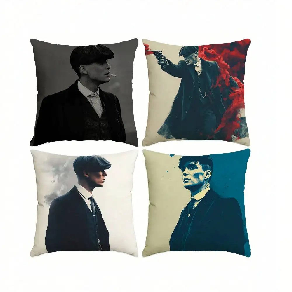 P-Peaky B-Blinders T-Tommy  Pillow Case Square Double-Sided Sofa Cushion Cover Bedroom Bedside Pillow