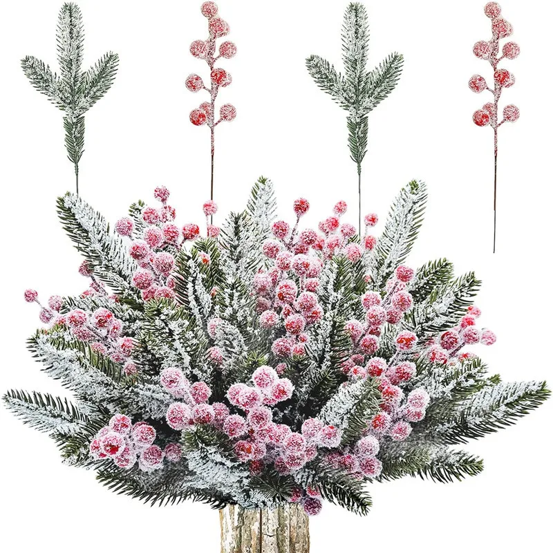 Weihnachtsdekoration, künstliche Tannennadel, Zweige, Beerenstrauß, Weihnachtsbaum, Girlande, Dekoration für Heimdekoration, 2026, Navidad-Zubehör