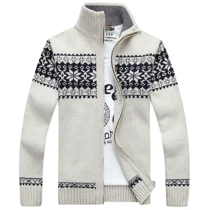 Men's Autumn Knitted Cardigan Sweaters Jackets Stand Collar Coolmax Fiber Citywalk  Neck Easy Care Bright Thread