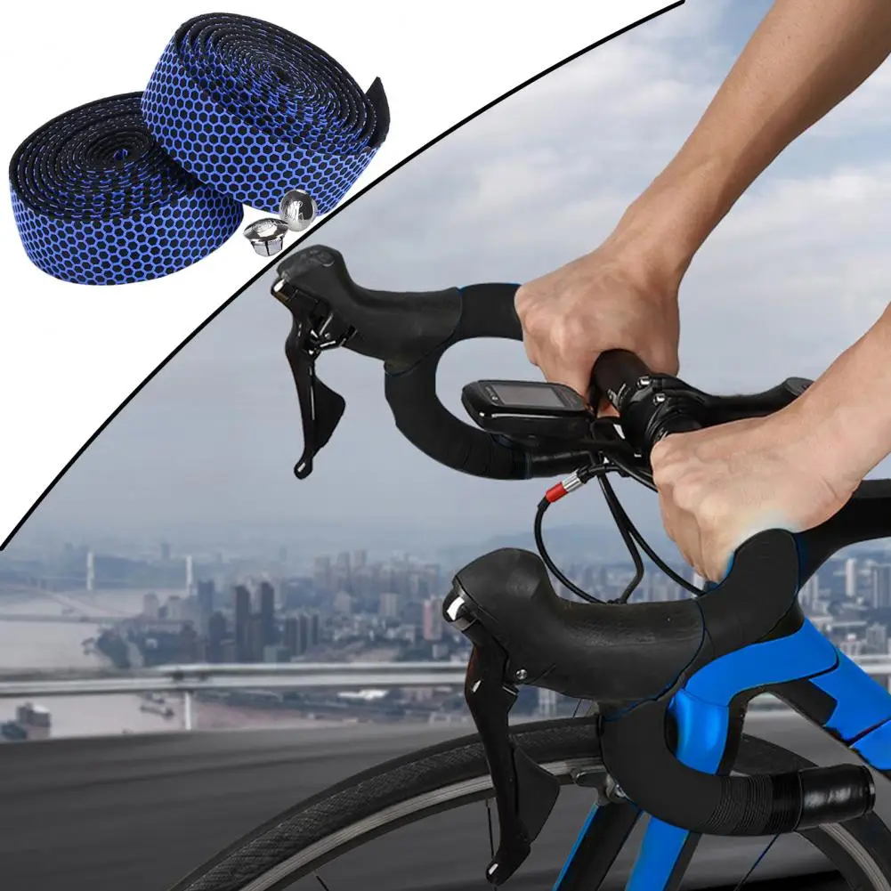 Lightweight Handlebar Tape Honeycomb Bicycle Handlebar Tape Set for Mountain Bike Anti-slip Lightweight Eva Foam Wrap with Shock