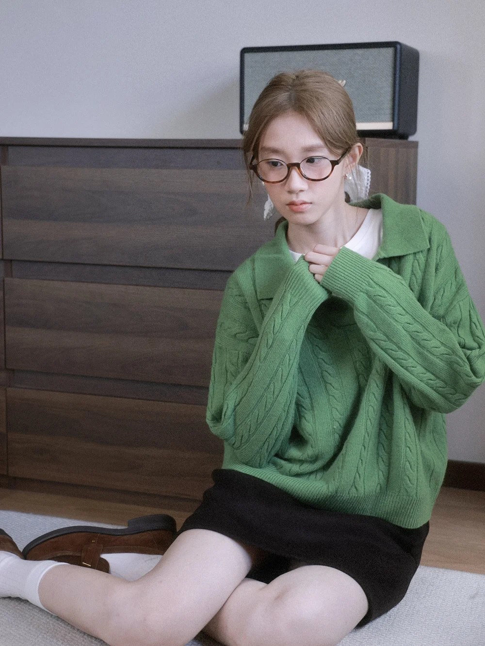 

Однотонный свободный вязаный свитер с длинными рукавами, новинка зимы, женский шерстяной свитер с узором «косы»