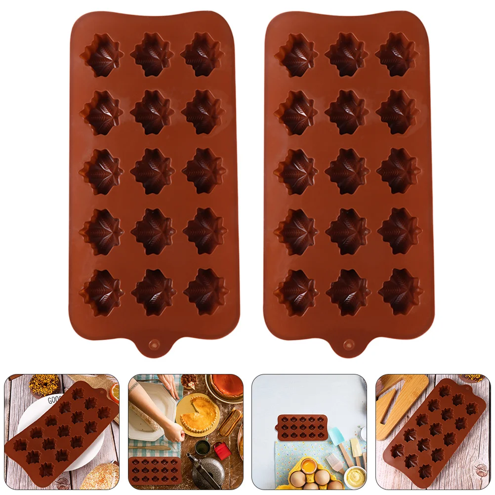 

3 Pcs Bonbon DIY Maple Leaf Mold Chocolates Silicone Baking Molds Baby Pan Trays for Food Serving