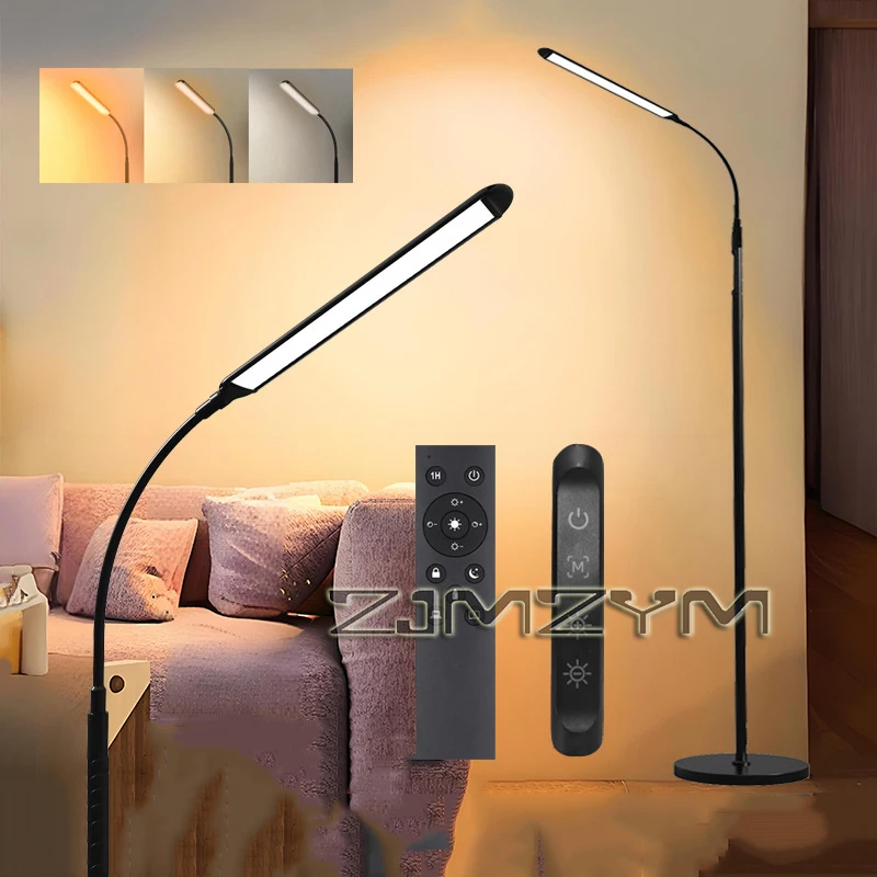 

LED Floor Lamp Dimmable 3 Color with Remote Control Timer Adjustable Standing Gooseneck Light for Living Room Reading