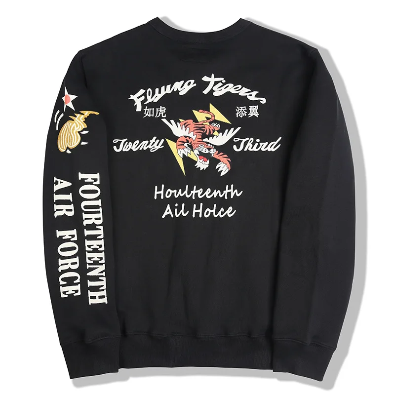 Men Sweatshirts Autumn And Winter Thicker Pullover The Flying Tigers With A Thick Terry Bottom Are Like A Tiger With Wings Print