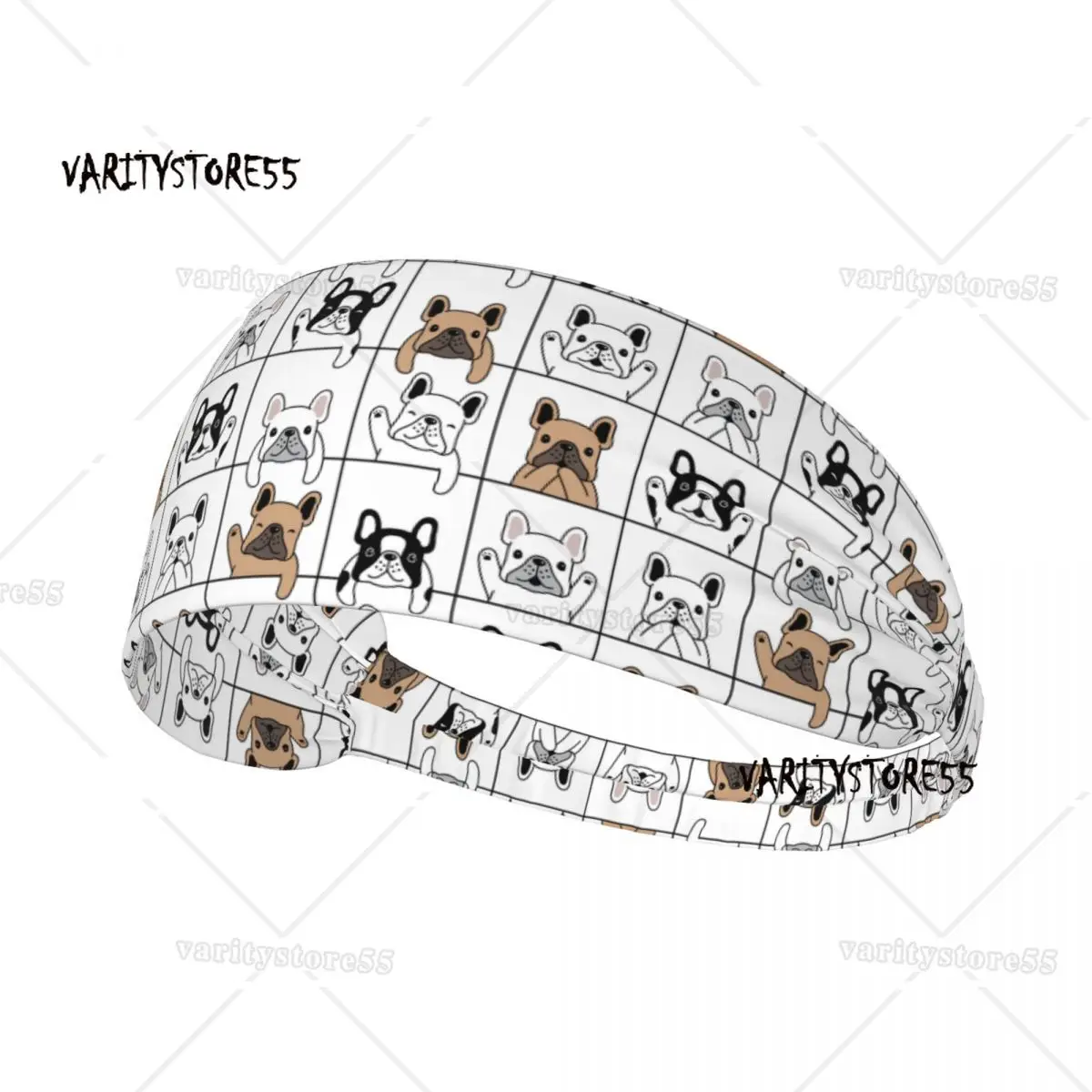 

Custom French Bulldog Sweatband Women Men Moisture Wicking Frenchie Dog Lover Gym Headband for Cycling