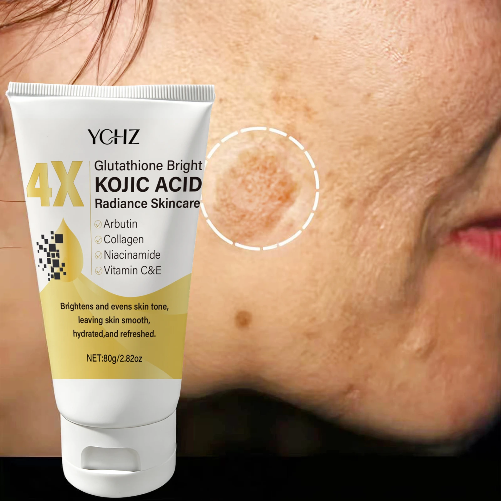 80g Kojic Acid Face Cream, Evens Out Skin Tone, Eliminates Dark Spots and Dullness - Non-Greasy, Suitable for Both Men and Women - Whitening and Moisturizing Cream, for Day and Night Use