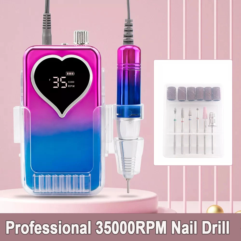 Professional 35000RPM Rechargeable Nail Drill Manicure Machine Nail Salon Equipment Nail Gel Cutting Remove Nail Polish Sander