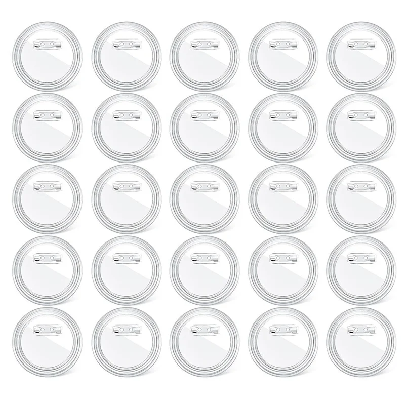 Insignia de 3 pulgadas, insignias de botones artesanales transparentes, botones traseros para proyectos escolares, 25 uds.