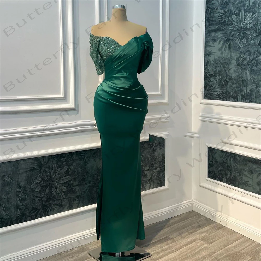 

Beautiful Elegant Sexy Mermaid Off Shoulder Party Prom Exquisite Luxury Sparkling Beading Simple Satin Evening Formal Dresses