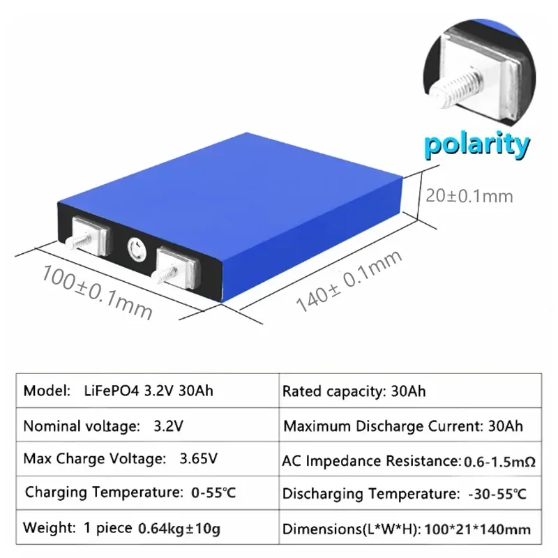 30000Ah LiFePO4 Battery 3.2V Rechargeable Lithium Iron Phosphate Battery for DIY 12V 24V 36V 48V Solar Home Power Supply