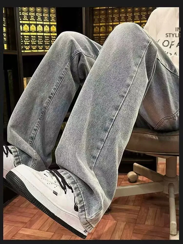 

Men's Straight Leg Slim Fit High Street Jeans Spring New Sle Casual Comfortable Breathable Qui Dry Anti-static Cotton Blend