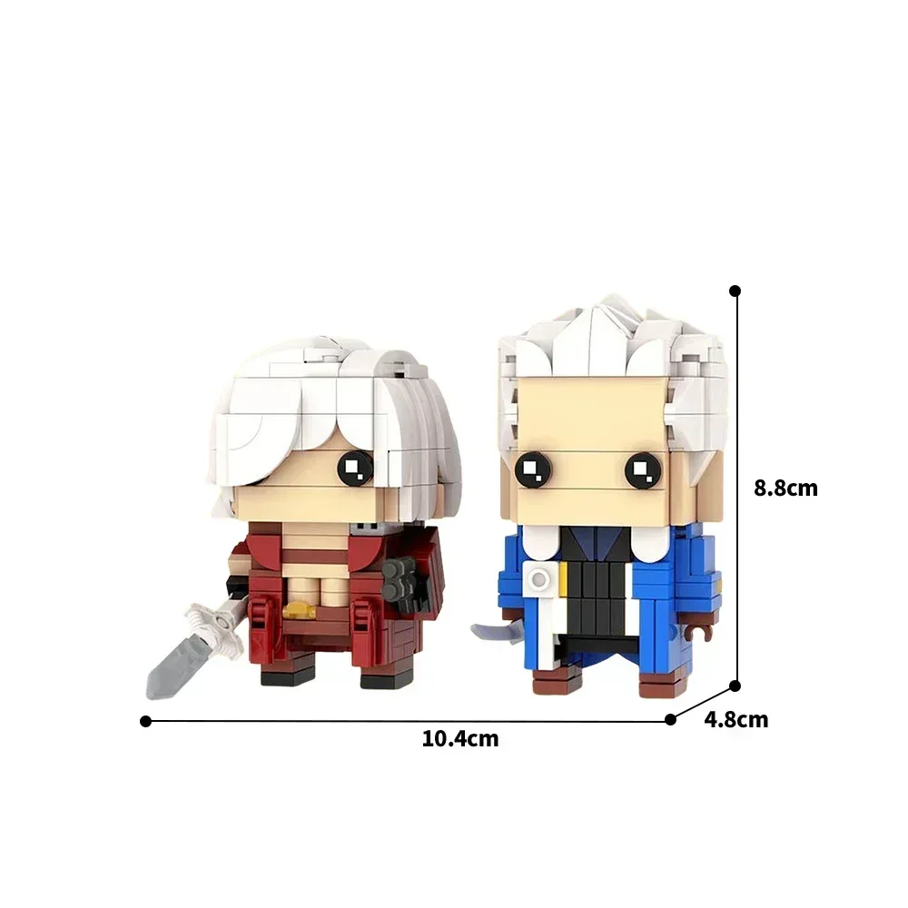 Gobricks MOC Dante & Vergil Brickheadz Model Bricks Devil May Cry Building Blocks Set Educational Toys For Birthday Gift