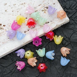 100pcs AB Color Acrylic Beads Gradient Lily Of The Valley Flower Charms Bead Caps Loose Spacer For Jewelry Making Accessories
