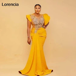 Customized Aso Ebi Mermaid Prom Dress For African Black Girls Beads Crystals Formal Evening Party Gown Robe De Soirée YPD31