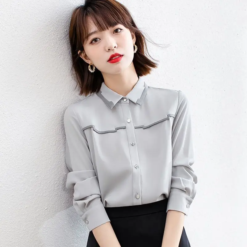 Chiffon Shirt Long Sleeved Women's Spring and Autumn New Autumn and Winter Shirt Base Small Shirt Fashionable Western-style Top