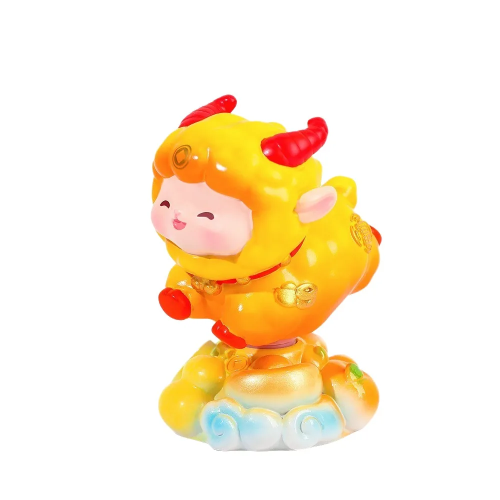 Resin Sheep Goat Figurine Exquisite Versatile Chinese Sheep Ornament Fortune Blessing Rotatable New Year Decoration