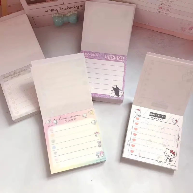 

4/12PCS SANRIO KITTY KUROMI POCHACCO MEMO PAD CUTE POMPOMPURIN STATIONERY LABEL NOTEPAD закладка после школьных принадлежностей