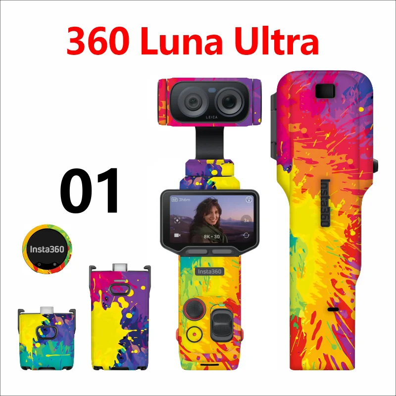 For Insta360 Luna Ultra Camera PVC Stickers Anti-scratch Protective Film Personalized Refit Full Body Frame Decal Skin Accessory