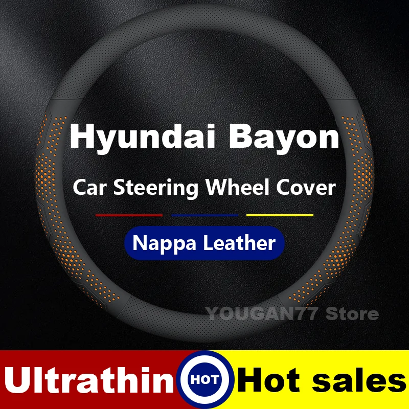 

Car Leather Steering Wheel Cover For Hyundai Bayon 2022 2025 Latest style Auto Steering Wheel Cover Hyundai Interior Accessories