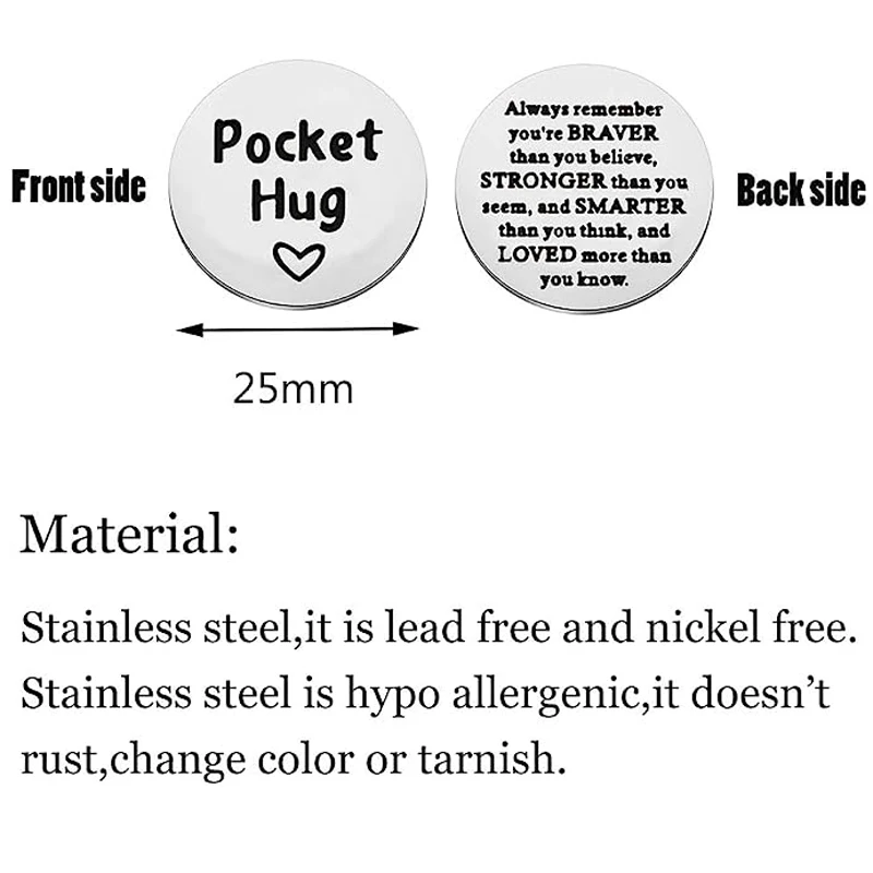 Pocket Hug Token Always Remember You are Braver Than You Believe Token Inspiration Gift Long Distance Relationship Gifts