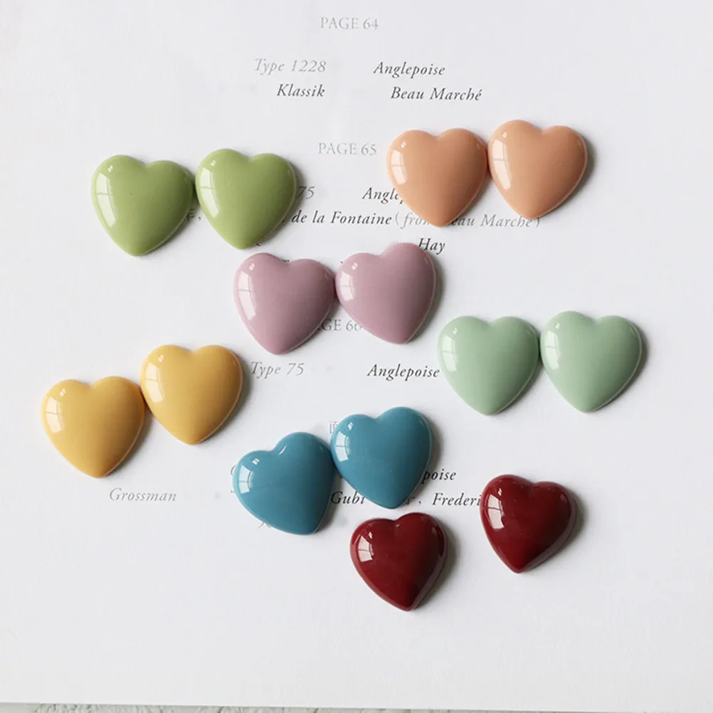 

20Pcs Candy Color Resin Earring Blanks Heart-Shaped DIY Jewelry Crafting Supplies for Women Hobbyists Earring Making Paster