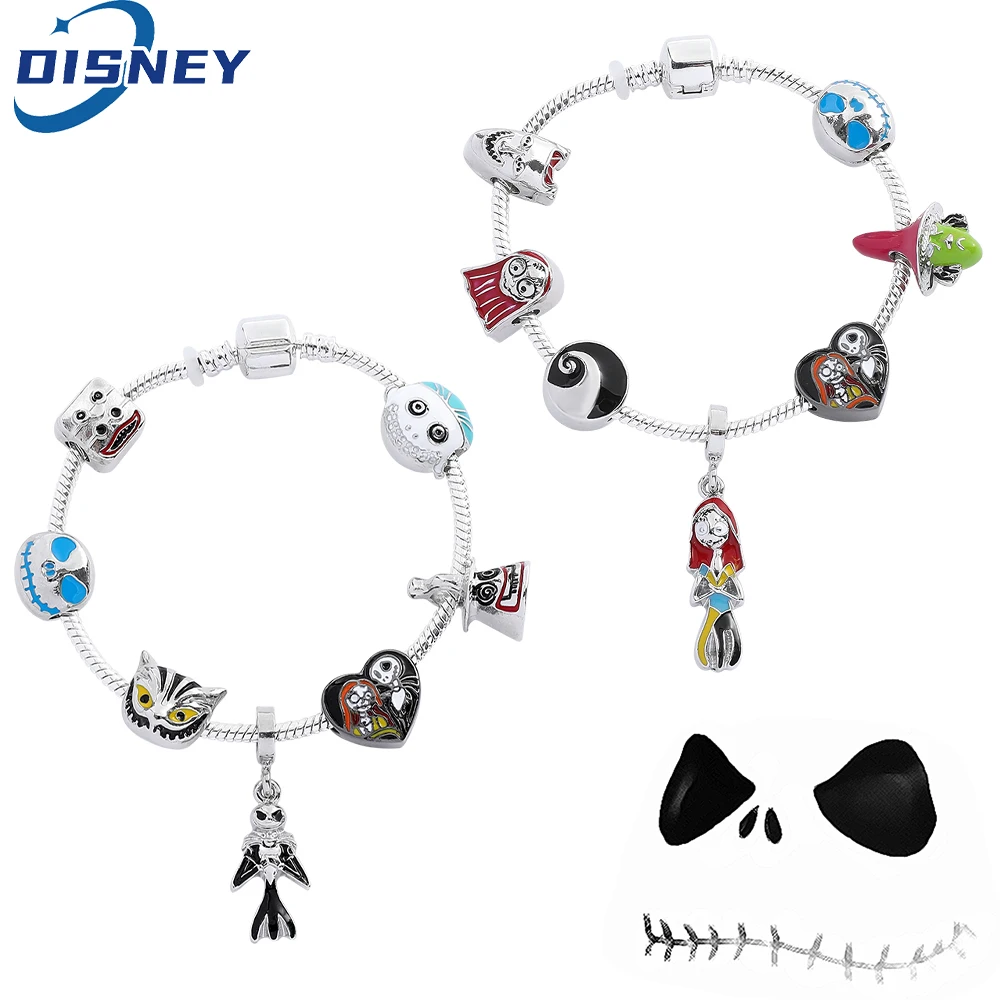 Disney Nightmare Before Christmas Diy Bracelet Jack Skellington Sally Pendant Charms Bracelet for Women Halloween Accessories