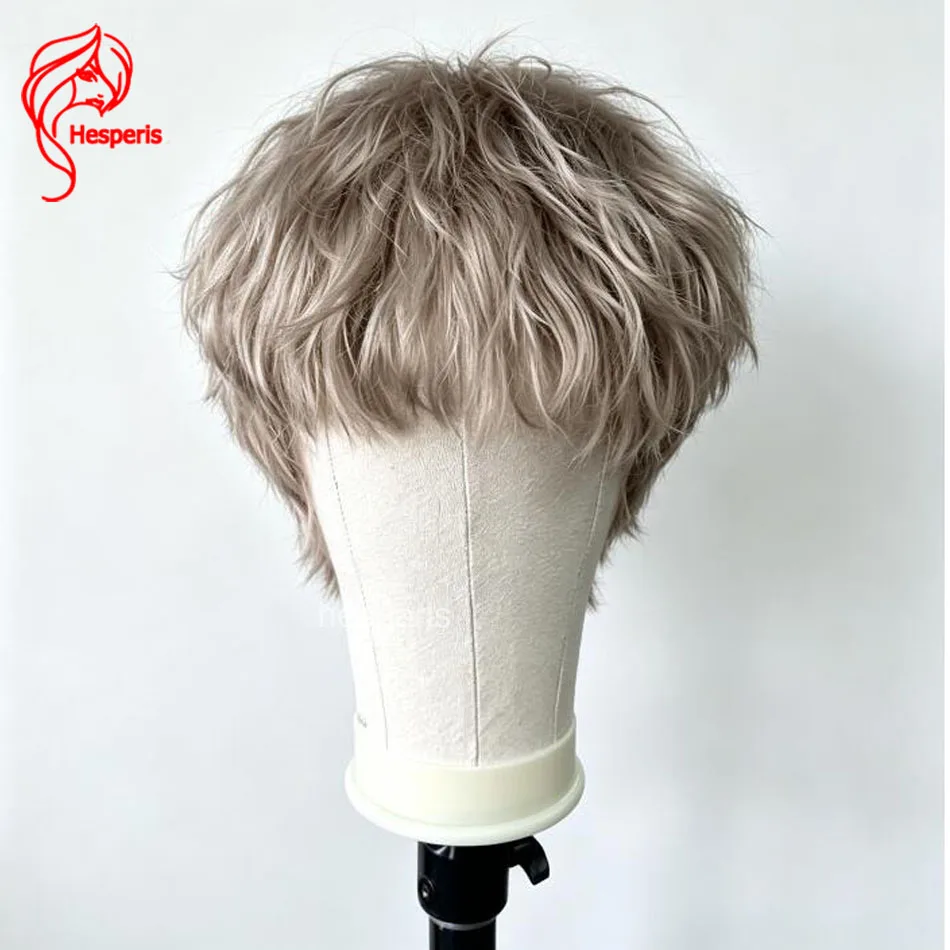 Hesperis Pixie Cut Short Wig For Men Full Lace Human Hair Wig With Bangs Pre Style Cospaly Human Hair Wigs for Male Daily Wear