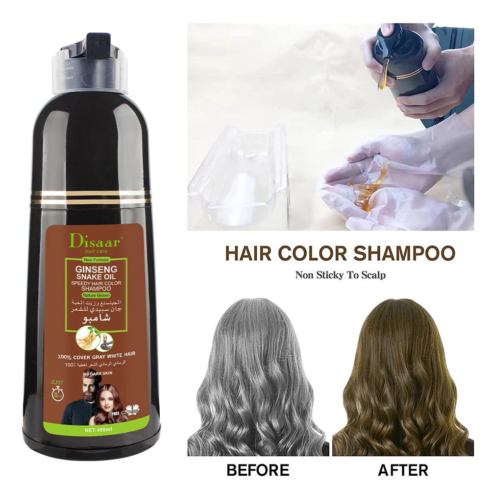 Organic Natural Hair Dye Shampoo Brown Hair Dye Only 5 Minutes Ginseng Extract Brown Hair Dye Shampoo For Cover Gray White Hair