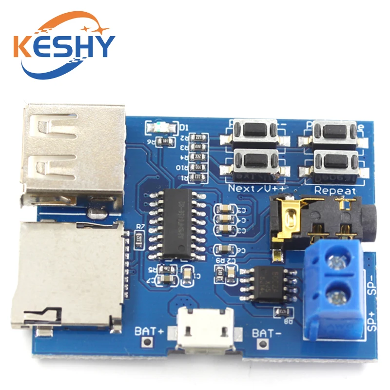 Voice Sound Playback Module Arduino MP3 Player Module UART I/O Trigger Class D Amplifier Board 5W 8M Storage DY-SV8F SD/TF Card