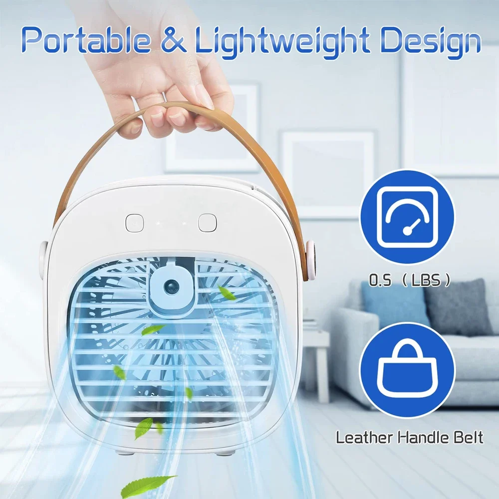 Indoor /outdoor portable water mist refrigeration electric fan silent hydration small water-cooled wind humidification bedroom